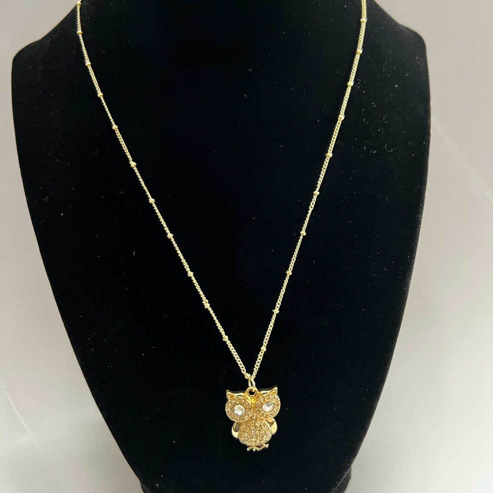 💜3/$20 New Gold Dainty Necklace with Sparkly Owl